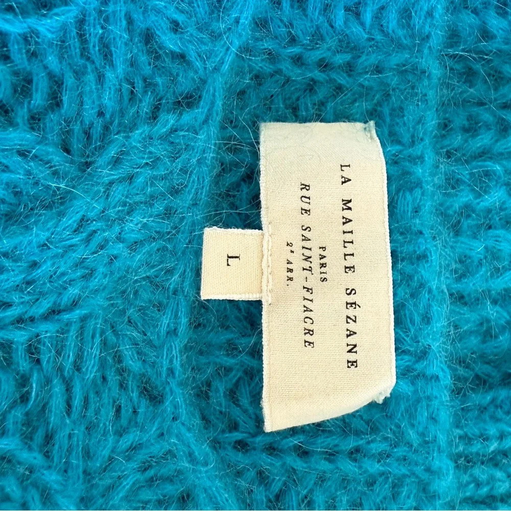 La Maille Sézane Jules Jumper Turquoise Kid Mohair Knit Womens Large Sweater - Picture 6 of 7